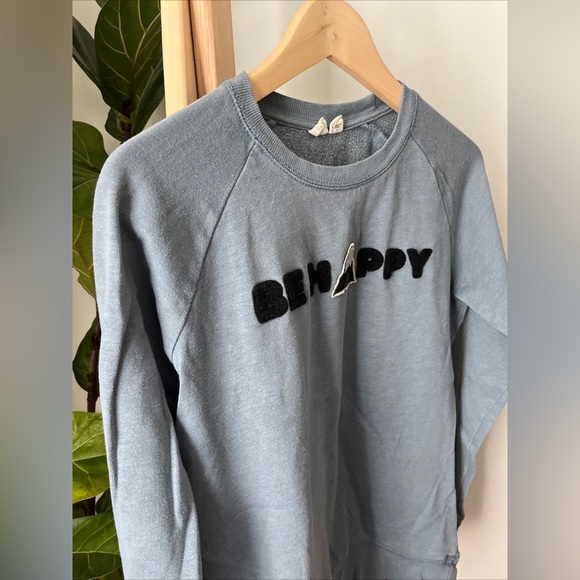 TenTree Be Happy Mountain Patch Sweatshirt Hoodie Lounge Small Blue Navy - Picture 5 of 7